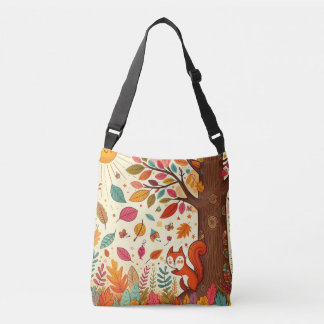 Sunlit Squirrel in the autumn fall Crossbody Bag