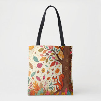 Sunlit Squirrel in the autumn fall Tote Bag