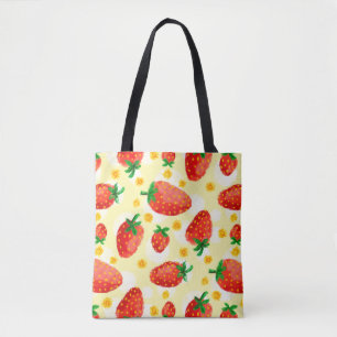 Sunlit Strawberries & Daisies Tote Bag