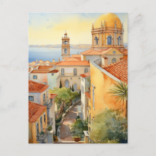 Sunlit Streets and Seaside Views of Alfama, Lisbon Holiday Postcard