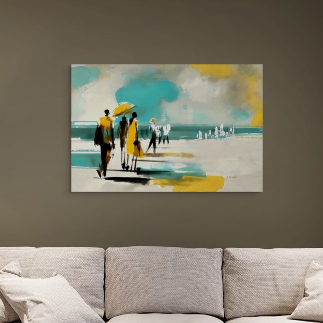 Sunlit Stroll – Abstract Figures In Open Light Canvas Print (Sunlit Stroll – Abstract Figures In Open Light)