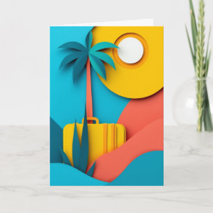 Sunlit Suitcase Palm Tree Card