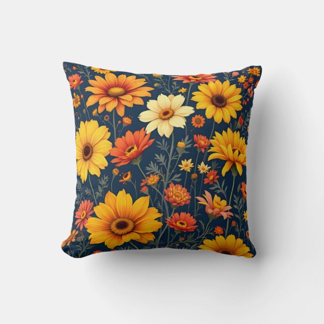 Sunlit Summer Flower Pattern.Modern Outdoor Cushion (Front)