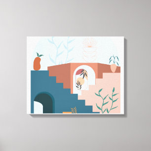 "Sunlit Terraces – Modern Abstract Wood Wall Décor Canvas Print