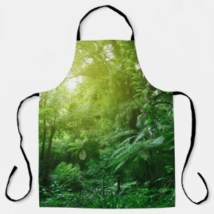 Sunlit tree canopy in tropical jungle  apron