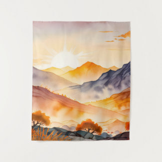 Sunlit Trees and Shadowed Valleys Tapestry
