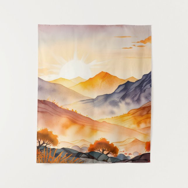 Sunlit Trees and Shadowed Valleys Tapestry (Front)