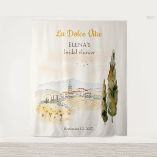 Sunlit Tuscan Hills Cypress Bridal Shower Tapestry
