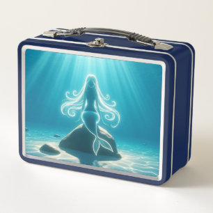 Sunlit, underwater mermaid metal lunch box