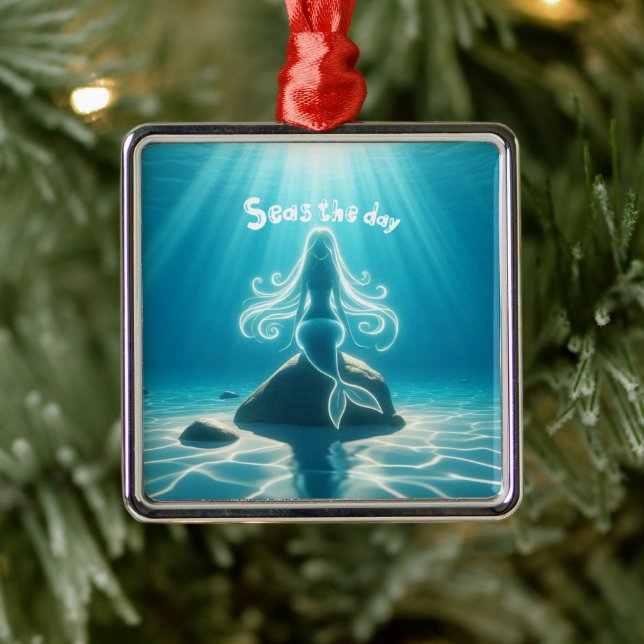 Sunlit, underwater mermaid metal tree decoration (Tree)