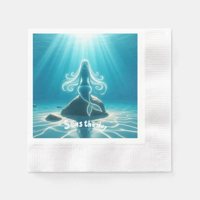 Sunlit, underwater mermaid napkin (Front)