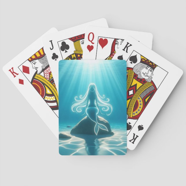 Sunlit, underwater mermaid playing cards (Back)