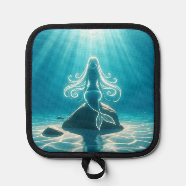 Sunlit, underwater mermaid pot holder (Front)