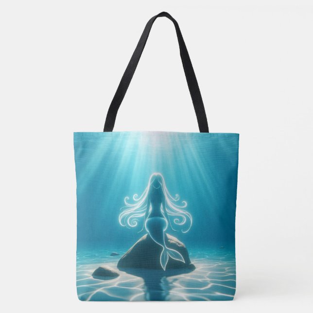 Sunlit, underwater mermaid tote bag (Front)