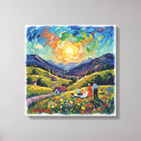Sunlit Vaduz Alpine Meadow Landscape Canvas Art