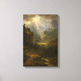 Sunlit Valley Mountain View Canvas Print