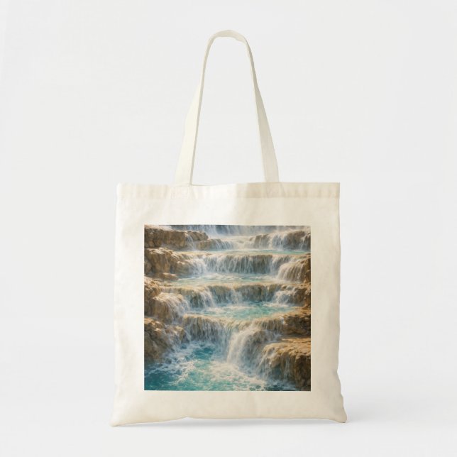 Sunlit Waterfall Canyon Tote Bag (Front)