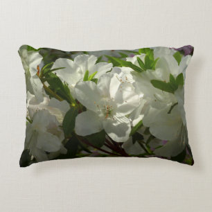 Sunlit White Azaleas Beautiful Spring Flowers Decorative Cushion