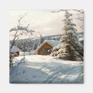Sunlit winter landscape by Peder Mork Monsted Magnet