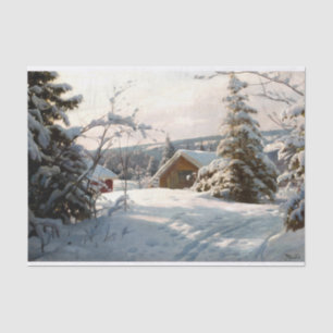 Sunlit winter landscape by Peder Mork Monsted  Tissue Paper