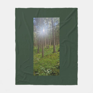 Sunlit Woodland - Forest Green Photo Panel Fleece Blanket