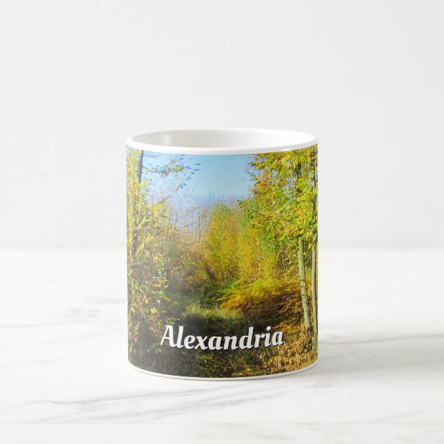 Sunlit Woods in Autumn - Personalised Coffee Mug (Center)