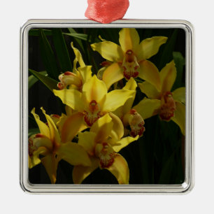 Sunlit Yellow Orchids Floral Metal Tree Decoration