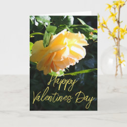 Sunlit Yellow Rose Happy Valentine's Day Card