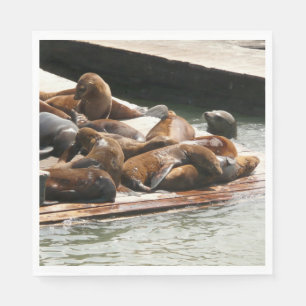 Sunning Sea Lions in San Francisco Napkin