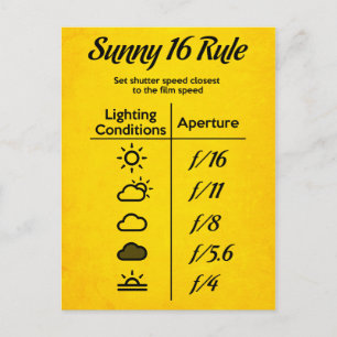 Sunny 16 rule postcard