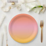Sunny Aesthetic Peach Pink Yellow Gradient Ombre  Paper Plate<br><div class="desc">Dreamy delicate gradient ombre design in pastel aesthetic light magical in Peach Pink Yellow colour. Soft gradient colour transition.  Peach Pink Yellow gradient home decor,   Peach Pink Yellow gradient ombre home decor theme design.</div>
