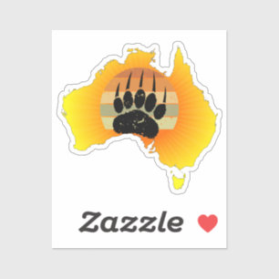 Sunny Australia Map Bear With Retro Sunset