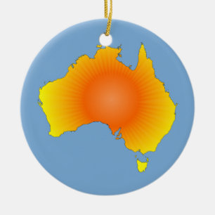 Sunny Australia Map Ceramic Tree Decoration