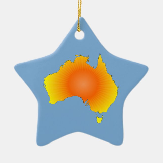 Sunny Australia Map Ceramic Tree Decoration (Front)