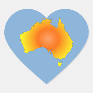 Sunny Australia Map Heart Sticker