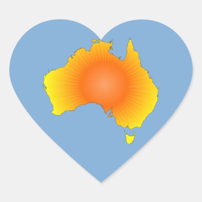 Sunny Australia Map Heart Sticker (Front)