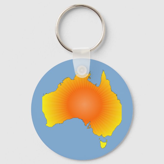 Sunny Australia Map Key Ring (Front)