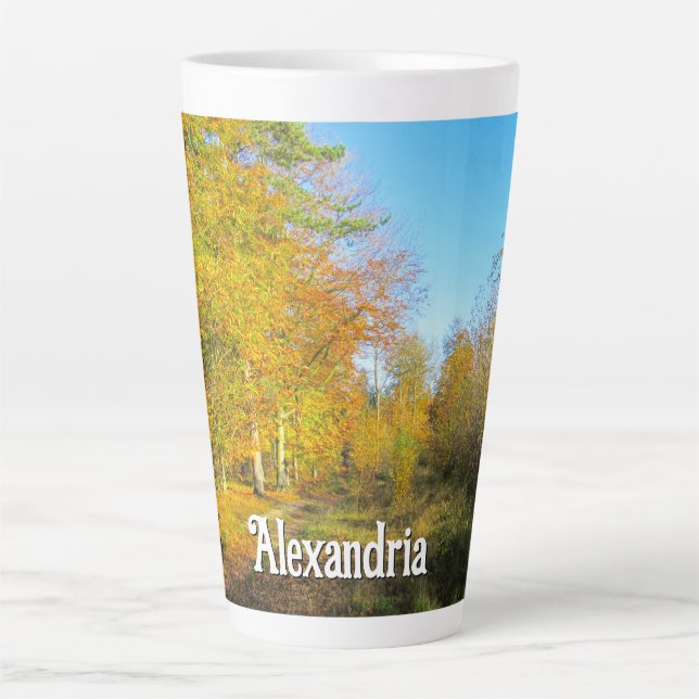 Sunny Autumn Forest - Large Personalised Latte Mug (Front)