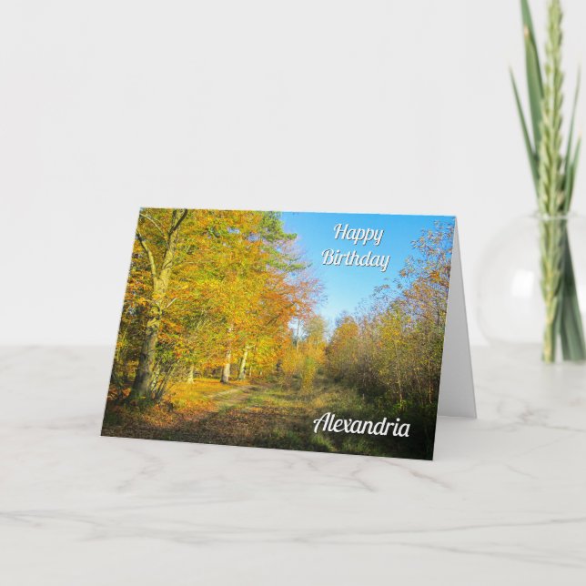 Sunny Autumn Forest - Personalised Birthday Card (Front)