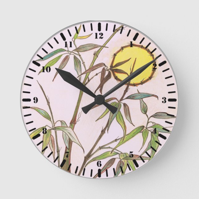 Sunny Bamboo Round Clock (Front)