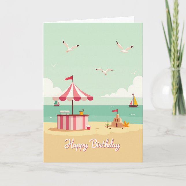 Sunny Beach Birthday Card (Front)