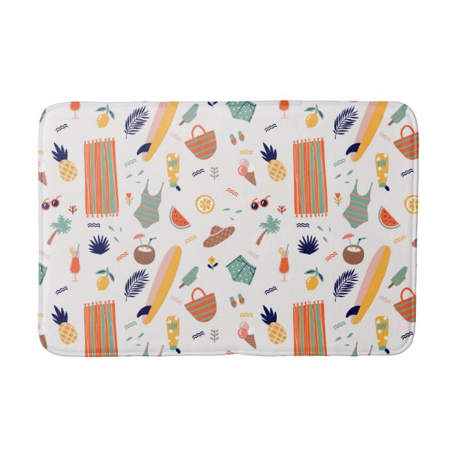 Sunny Beach Fun Pattern Bath Mat (Front)