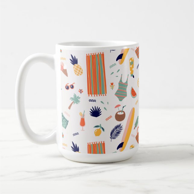 Sunny Beach Fun Pattern Coffee Mug (Left)