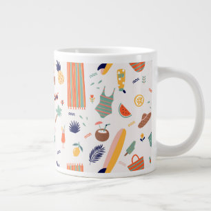 Sunny Beach Fun Pattern Large Coffee Mug