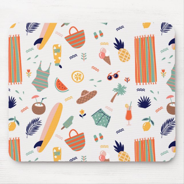 Sunny Beach Fun Pattern Mouse Mat (Front)