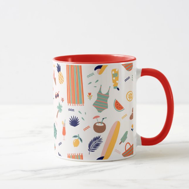 Sunny Beach Fun Pattern Mug (Right)