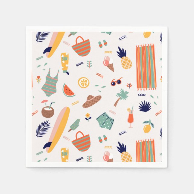 Sunny Beach Fun Pattern Napkin (Front)