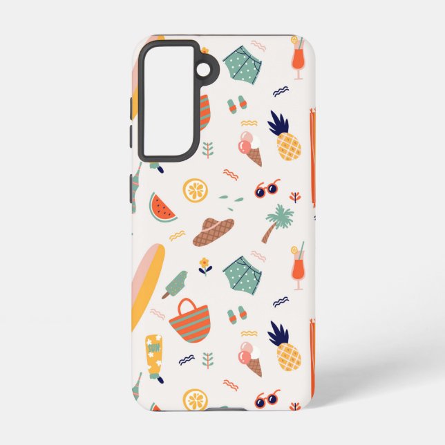 Sunny Beach Fun Pattern Samsung Galaxy S21 Case (Back)