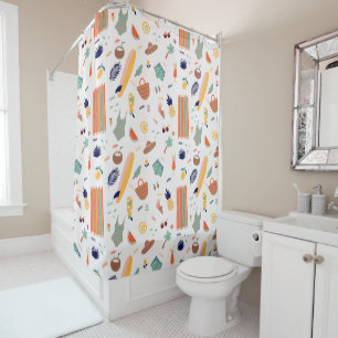 Sunny Beach Fun Pattern Shower Curtain