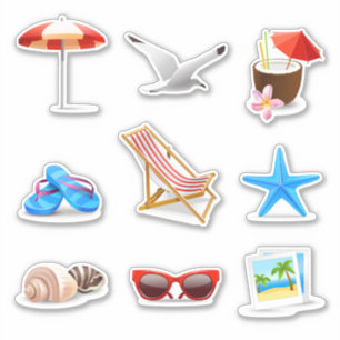 Sunny beach set sticker